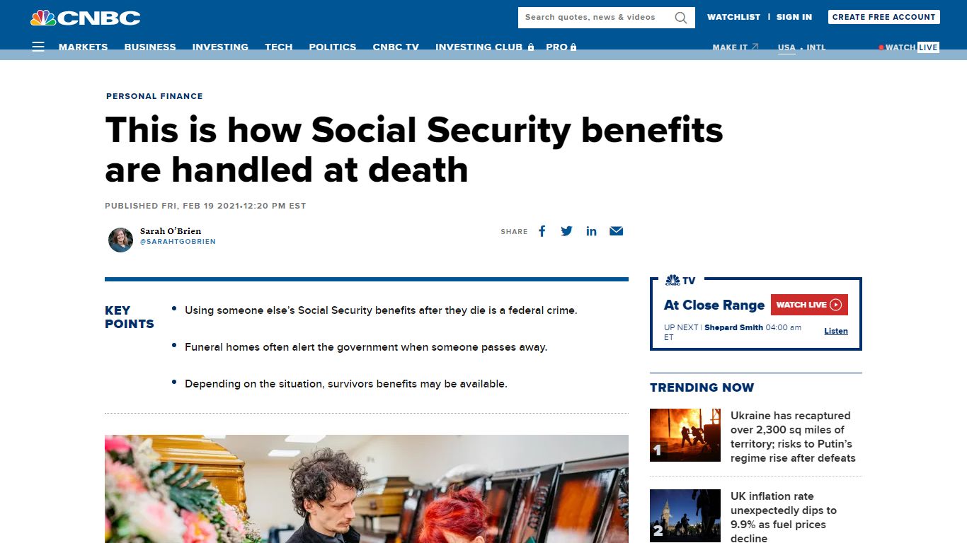 This is how Social Security benefits are handled at death - CNBC